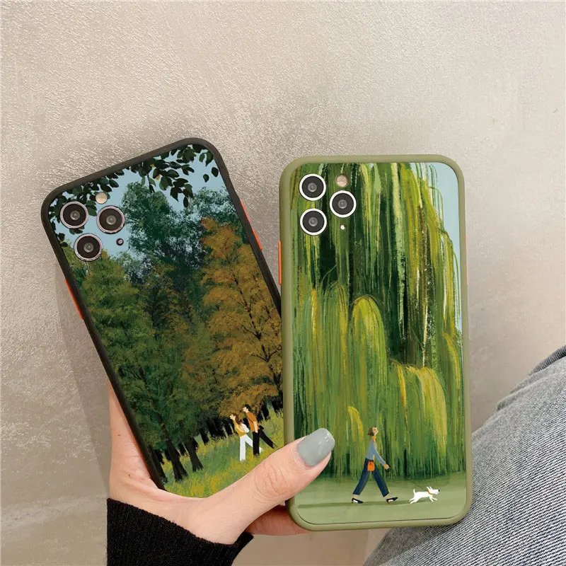 Cartoon Lawn Suburban Relaxation Phone Case for IPhone 16 15 14 11 12 13 Pro Max 7 8 14 Plus SE2 XR XS X Vintage Cute Back Cover