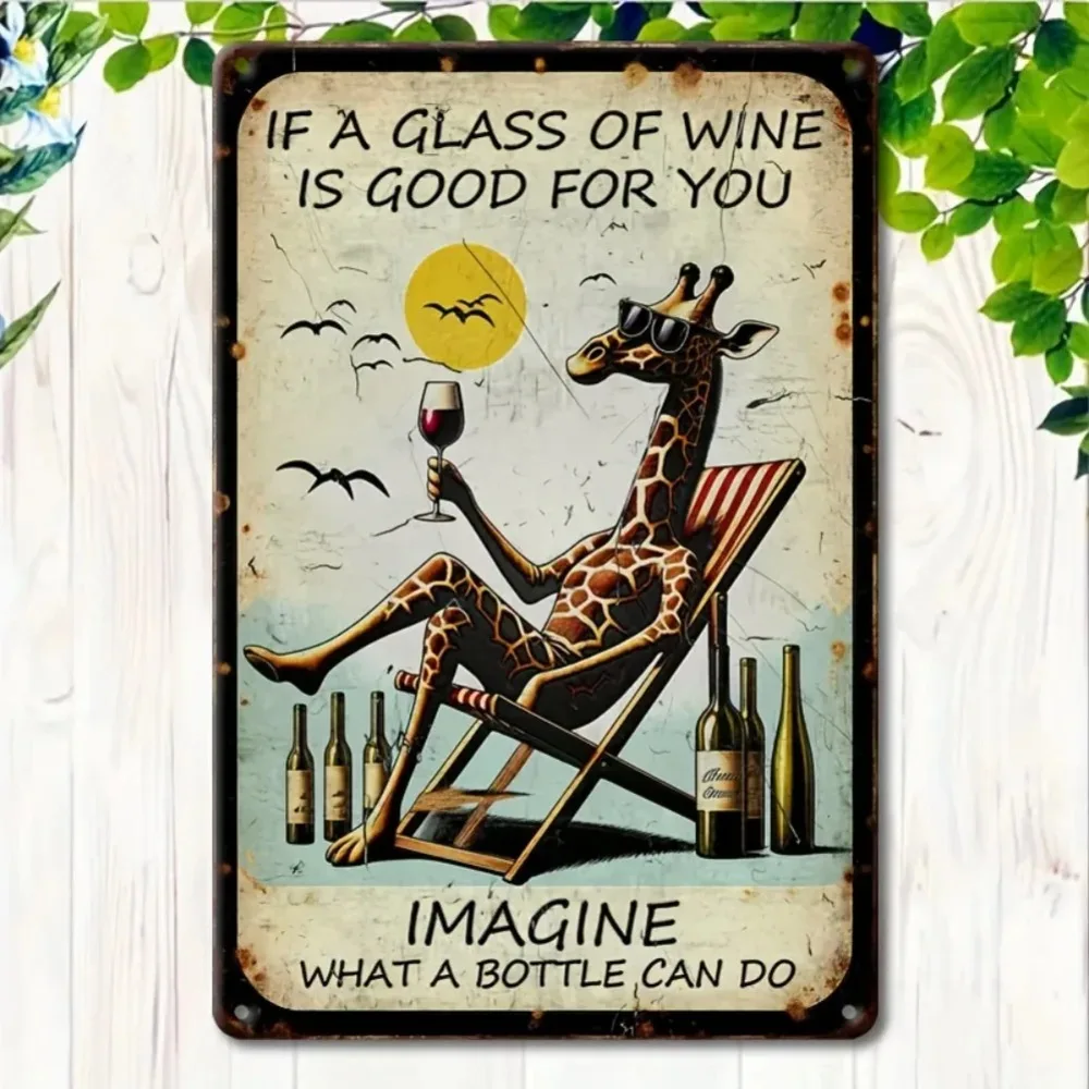 Vintage "Si un vaso de vino es bueno para ti..." Cartel de chapa de metal humorístico para decoración del hogar