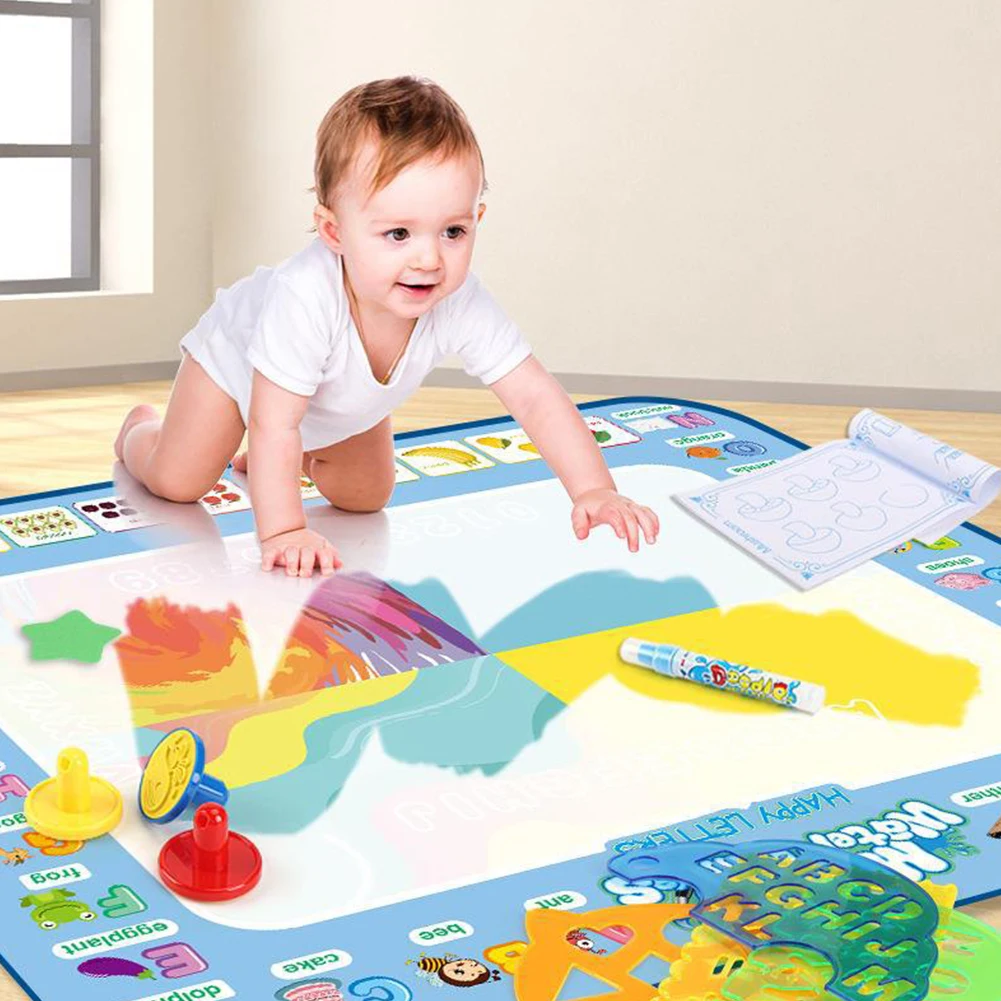 60x80CM Magic Water Drawing Mat Coloring Doodle with Reusable Magic Pens Montessori Painting Board Educational Toys Kids Gifts