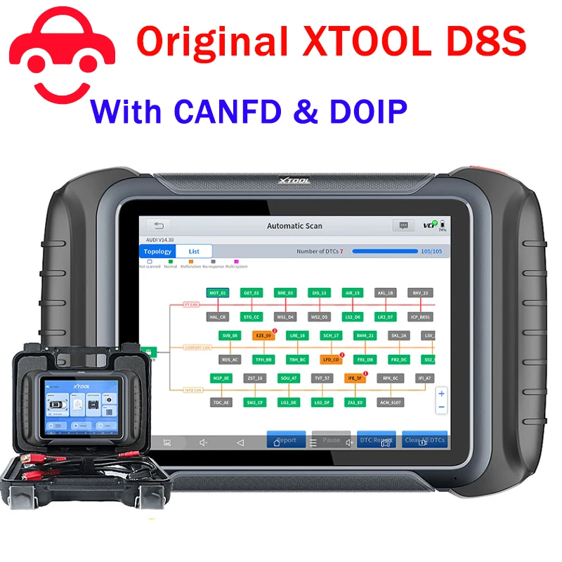 

Автомобильный диагностический сканер XTOOL D8S, обновленный Диагностический прибор XTOOL D8, программирование ключа кодирования ECU 38 +, топография услуг