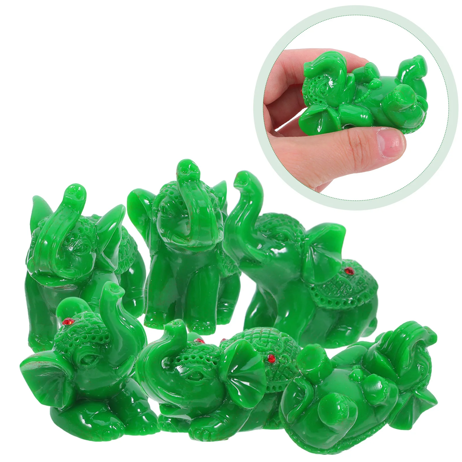 

6Pcs Resin Elephant Set Decor for Home Lucky Statues Feng Shui Ornaments Mini Sculptures for Shelves Desks Coffee Table