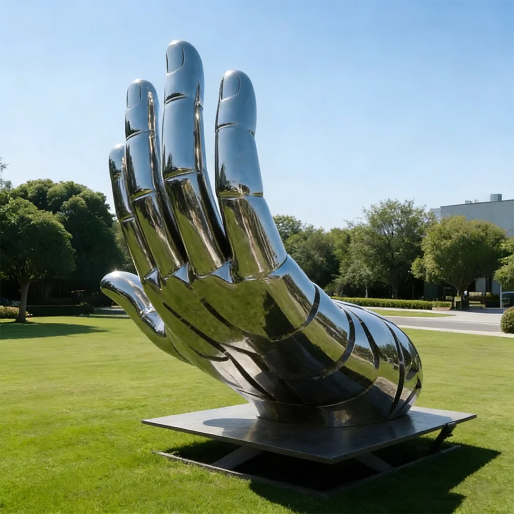 Polished Stainless Steel 3D Metal Sculpture Customized Colors Outdoor Large Modern Garden Art Collectible Deposit Only