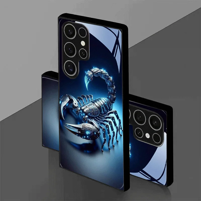 Etui na telefon z hartowanego szkła z motywem niebieskiego światła i mechanicznego skorpiona, odporne na upadki, do Galaxy S26 S25 S24 S23 S22 S21 S20 FE Ultra Plus — zdjęcie produktu 6