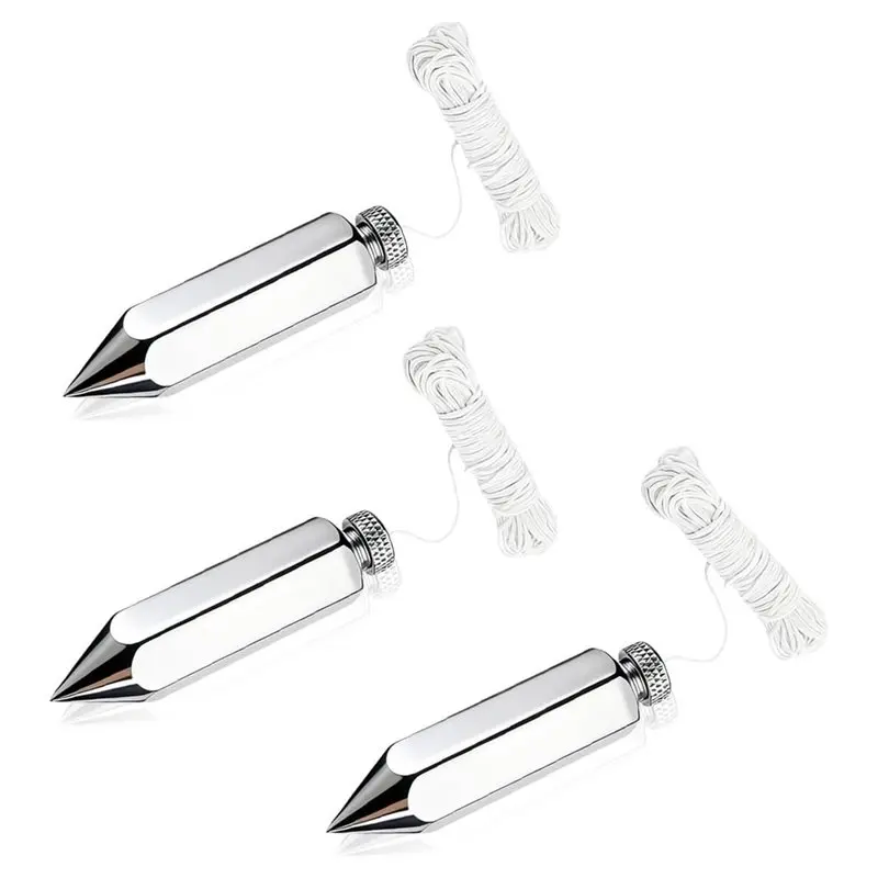 DTEN-Precision Leveling Tool, 3Pcs Hexagon Plumb Bob With String, 8 Oz, For Builders Carpenters Projects Wire Kit- Model Code 79