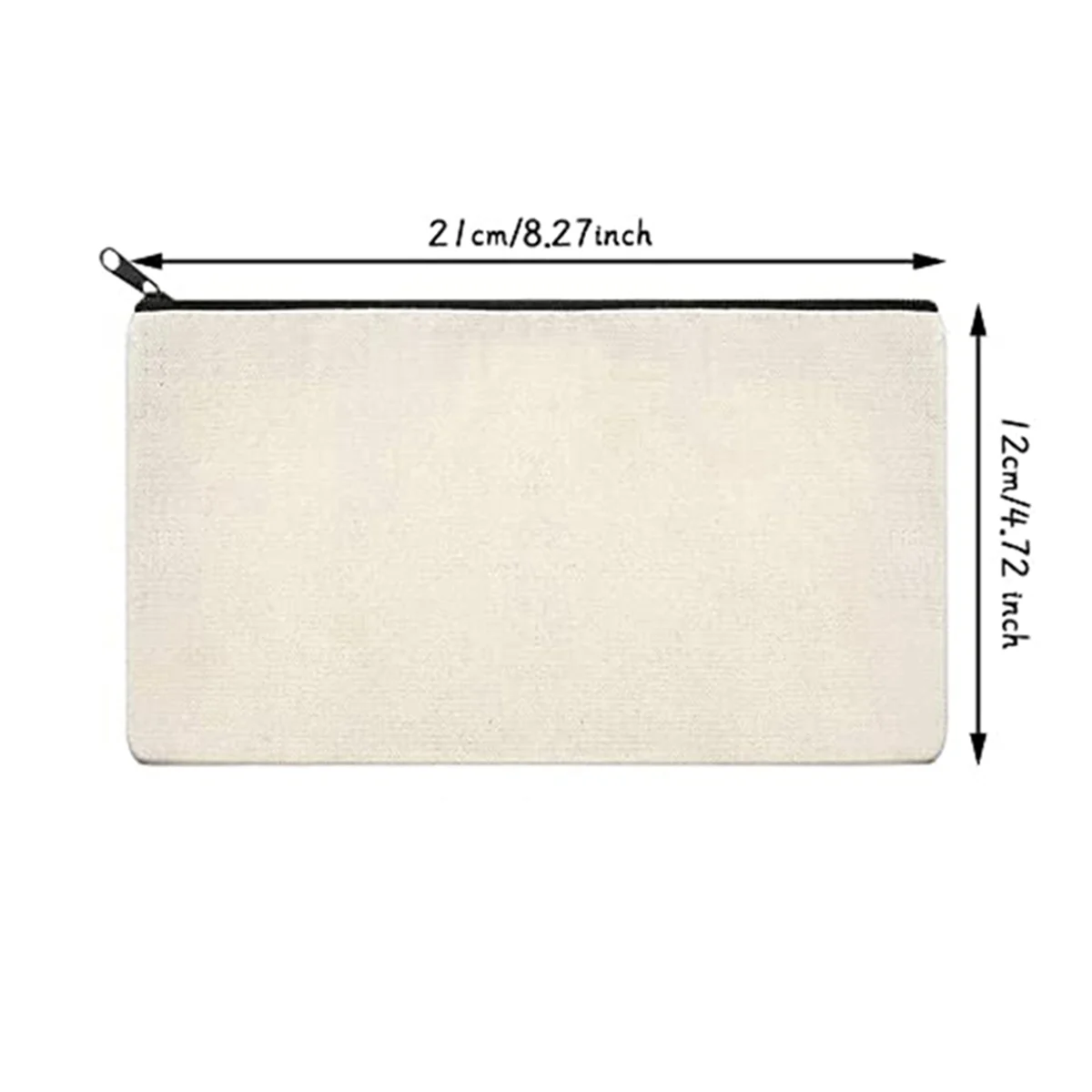 10Pcs Canvas Pencil Pouch, DIY CAU30t Zipper Bags Blank Makeup Bags Multifunctional Pouches