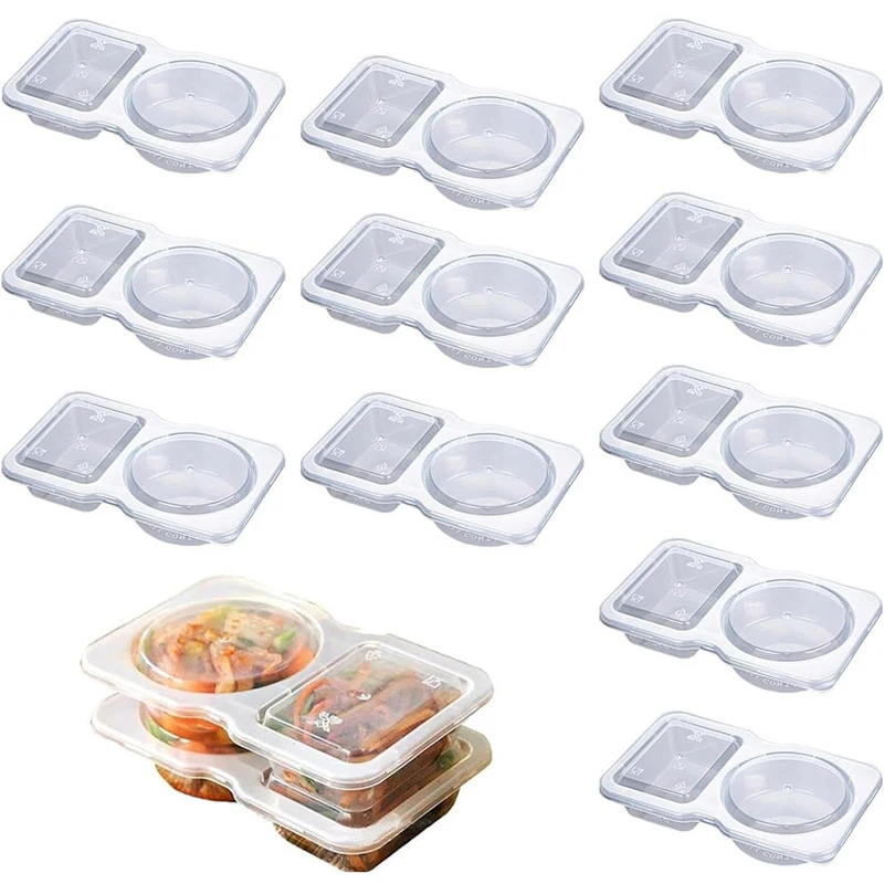 Caja desechable de salsa para barbacoa y picnic de una sola pieza, taza pequeña para condimentos con tapa, tazón de sopa, salsa para inmersión de aceite de chile, taza portátil l