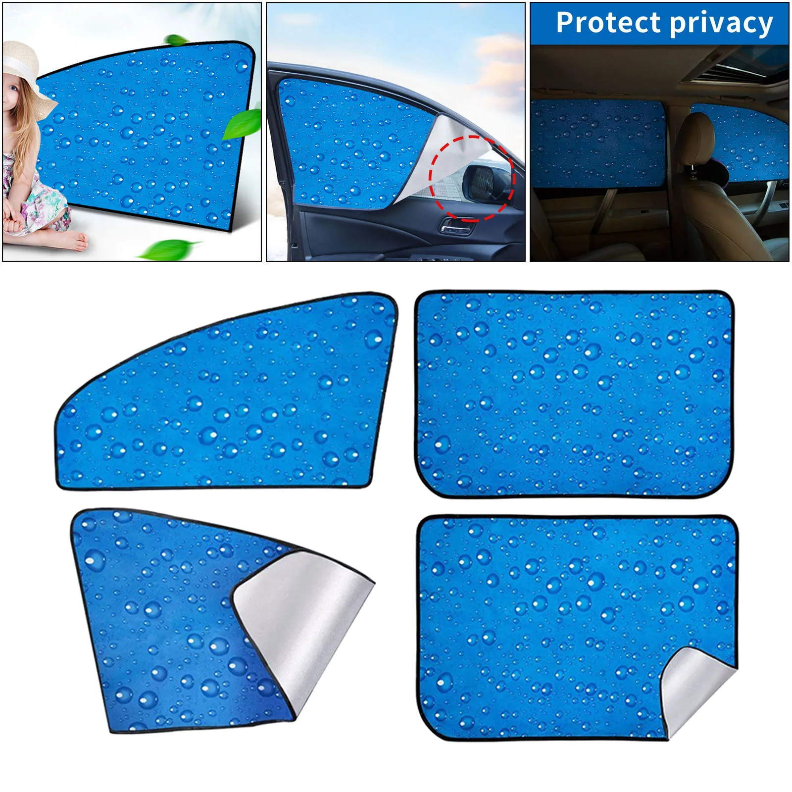 

4-pack Anti- Car Magnetic Side Window Sunshade Set Durable Accessories