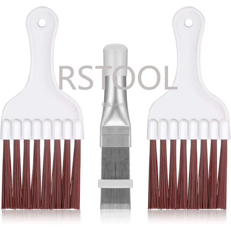 Spazzola di pulizia dell'aletta del condensatore del condizionatore d'aria 3pcs, pulitore del pettine dell'aletta dell'acciaio inossidabile, pulizia della bobina del frigorifero frusta il rastrello della spazzola
