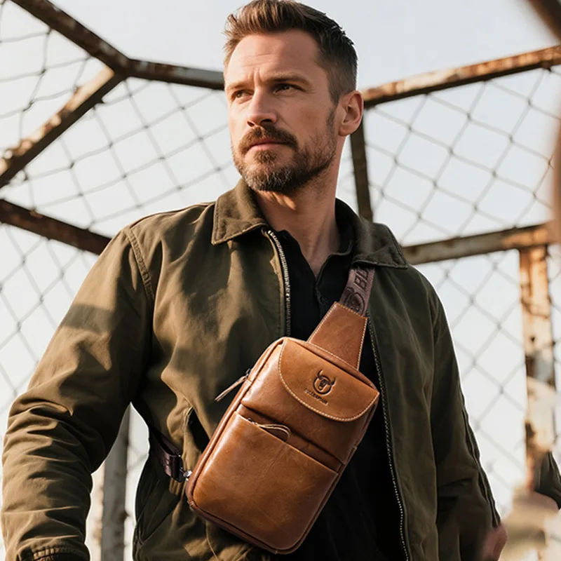 

Мужская сумка через плечо из воловьей кожи с верхним слоем, нагрудная сумка из натуральной кожи, модная модная нагрудная мини-сумка небольшого размера, мужская сумка