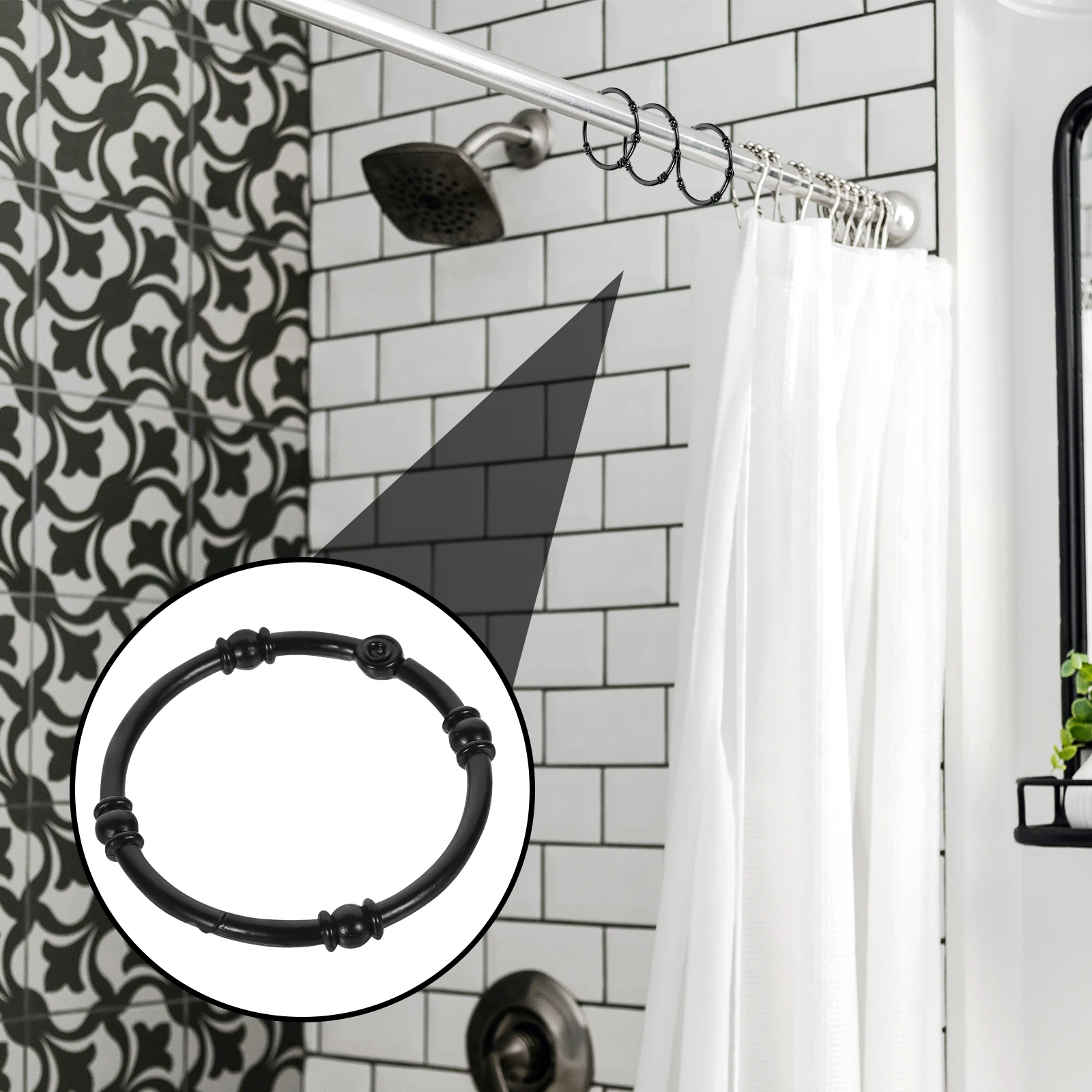 

12Pcs Vintage Zinc Alloy Shower Curtain Rings Heavy Duty Hanging Metal Hooks for Bathroom Shower Rod Curtain Hanging Accessories