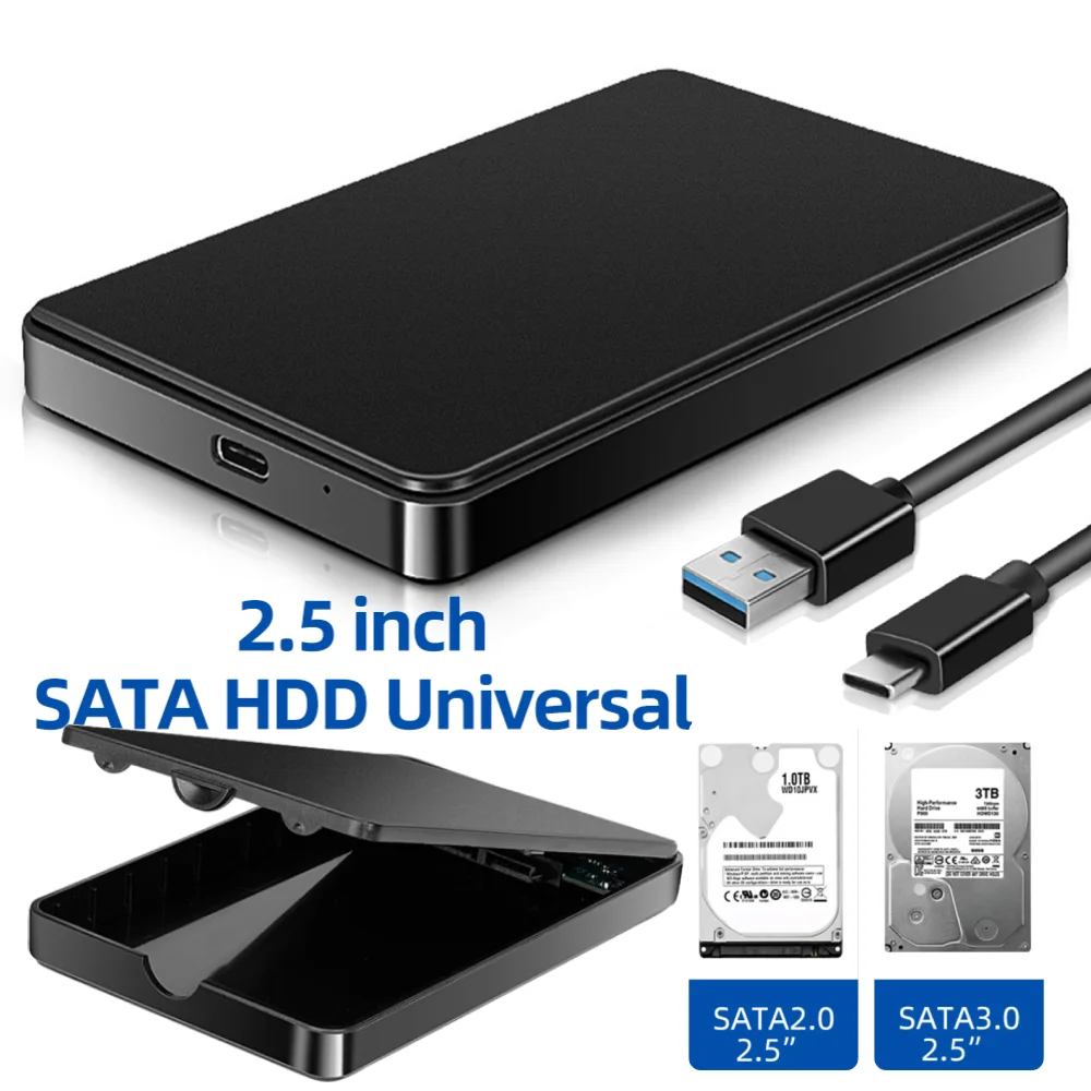 กล่องใส่ฮาร์ดไดรฟ์แบบพกพา Type-C USB3.1 SATA ความเร็วการถ่ายโอนข้อมูล 6Gbps รองรับฮาร์ดดิสก์ 6TB แบบเสียบแล้วใช้งานได้ทันที สำหรับระบบปฏิบัติการ Windows/OS/Linux