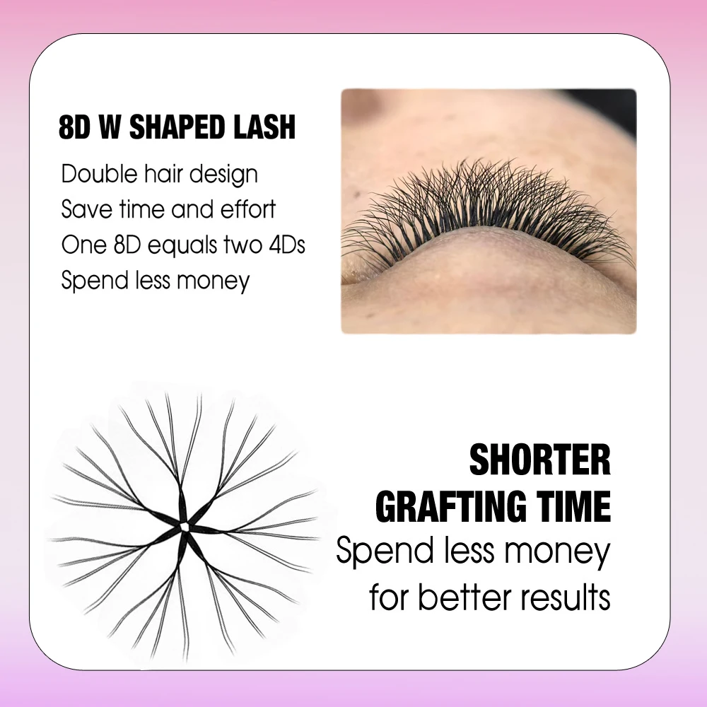 Qbeautylashes  4D 8D W Shaped Lashes Premade Fans Volume Eyelash Extensions Automatic Flowering  Bloom 12 Rows W Lashes Makeup
