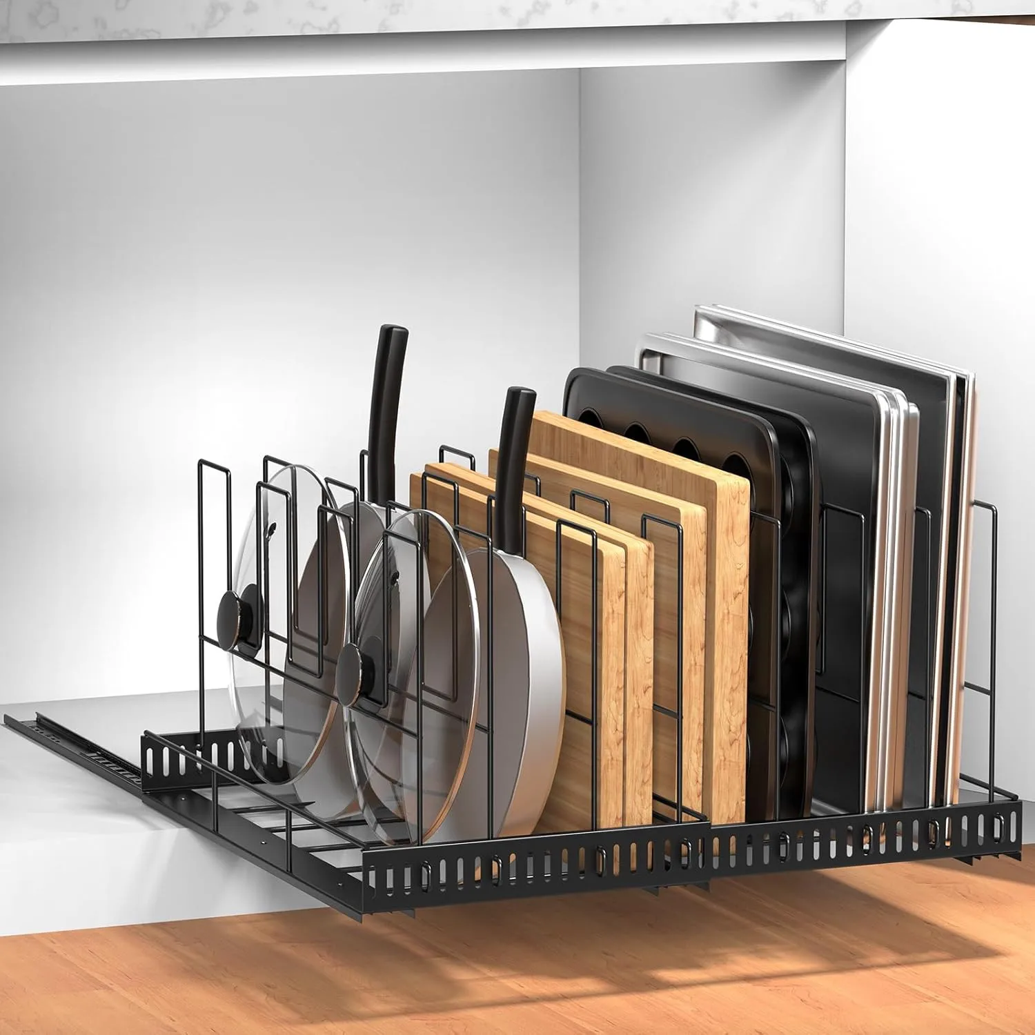 

Pull Out Large Baking Tray and Cookie Sheet Organizer, 13"-22" Width Expandable