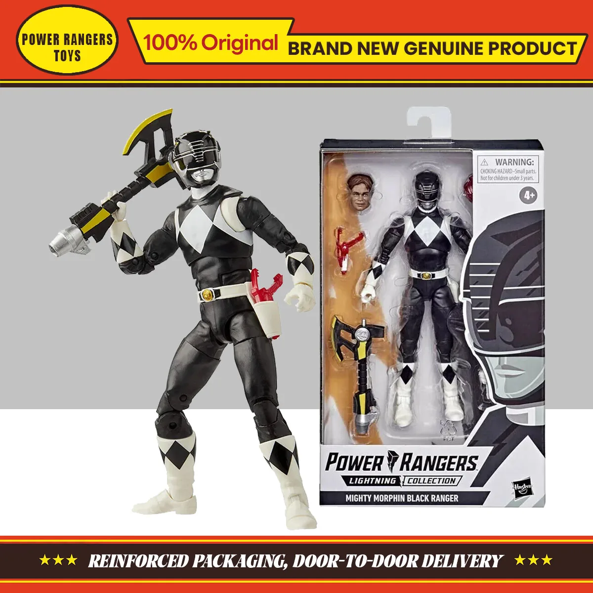 Hasbro brinquedos power rangers: coleção relâmpago poderoso morphin black ranger 6 polegadas figura de ação modelo ornamento brinquedo presentes