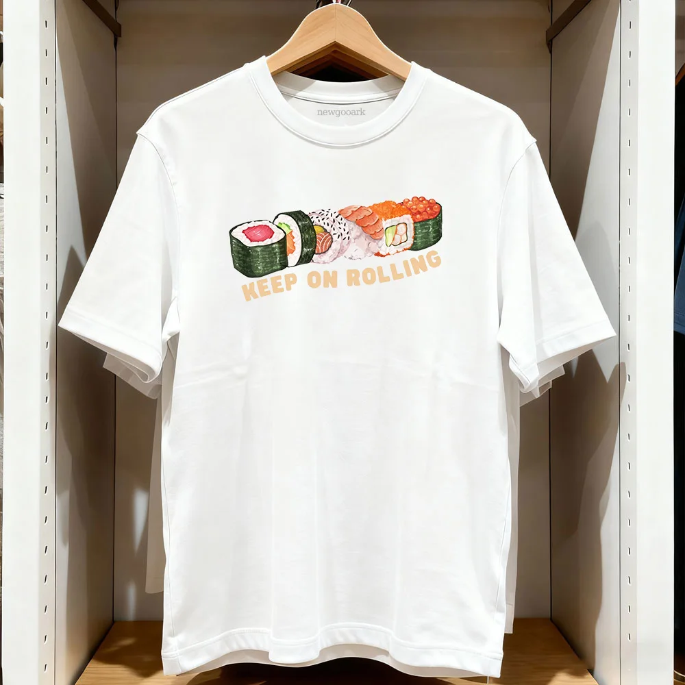 Camiseta divertida con eslogan de sushi para mujer, camiseta gráfica retro con ilustración de comida, ropa con estampado de California Roll japonés