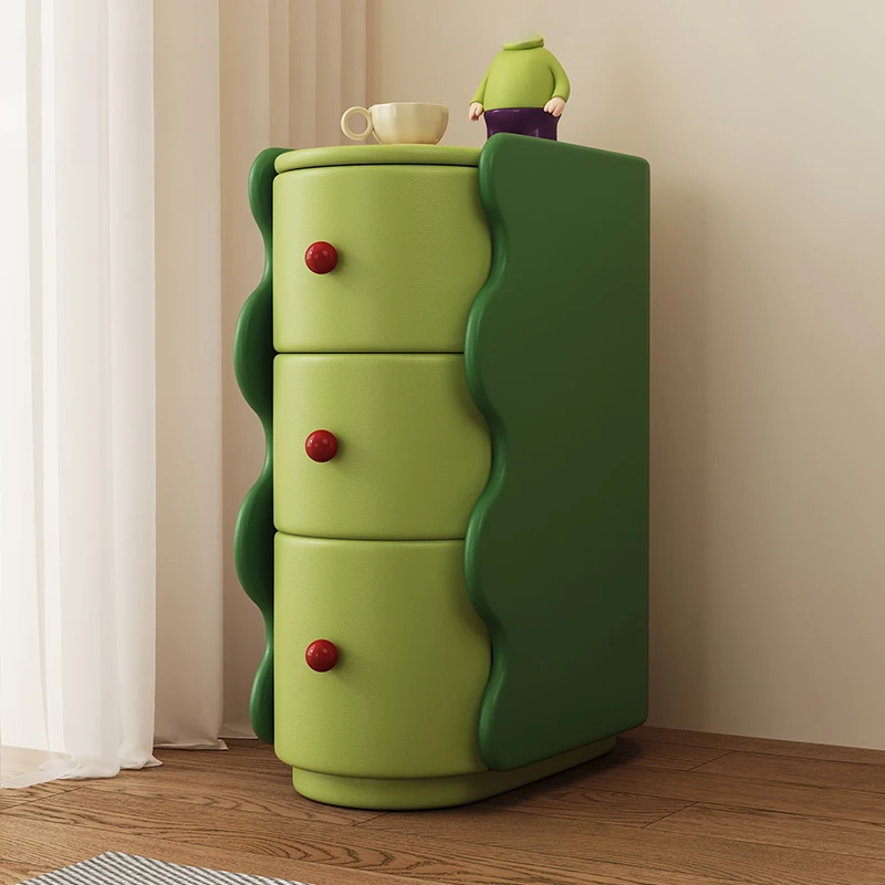 Crack bedside table green children's household mini very narrow bedroom small side cabinet