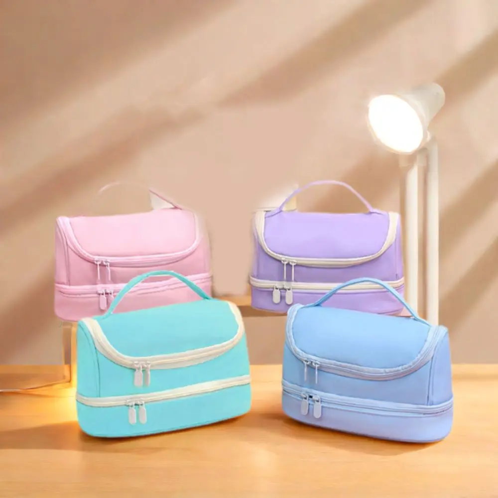 

Practical Non-woven Fabric Pencil Case Solid Color Waterproof Handheld Pen Bag Large Capacity Stationery Storage Pouch Women