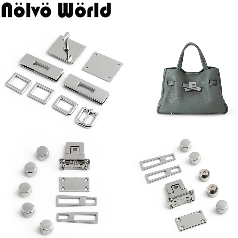 1/3/10Sets Silver Metal Bags Clasp Lock Eyelets Twist Locks For Shoulder Handbag Strap Purse Rivets Pin Buckle Ring Accessories