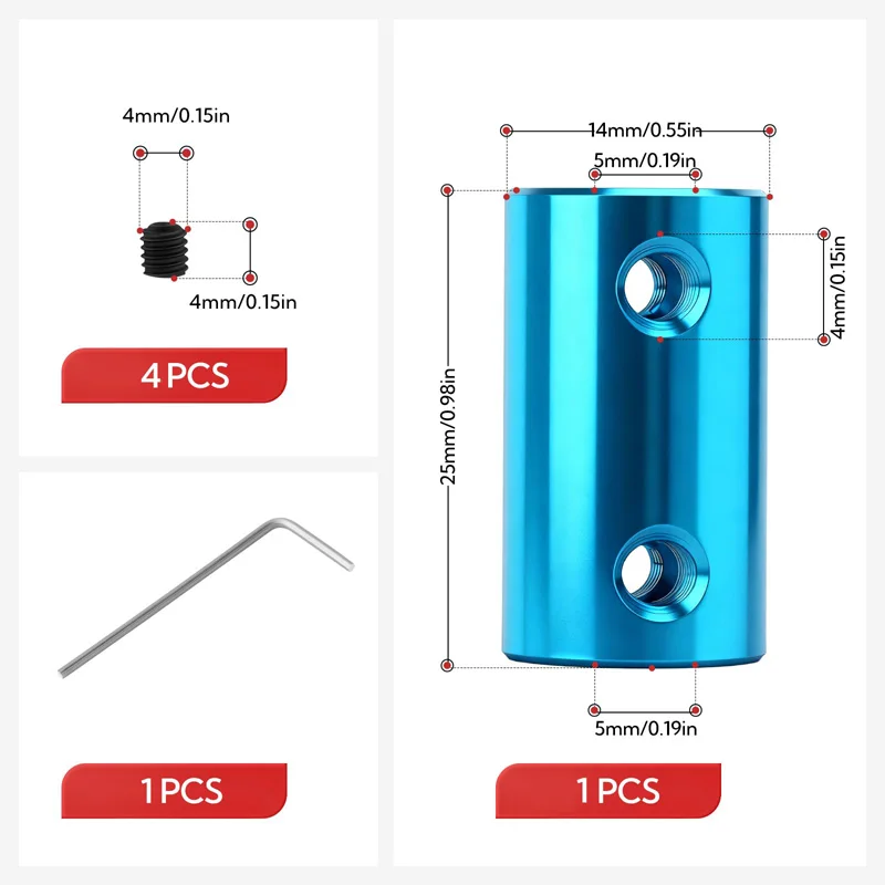 Beicai Blue Aluminum Alloy Coupling 4/5/6/6.35/7/8/10mm Aluminum Shaft Coupler Coupling Motor Connector 3d Printer Parts
