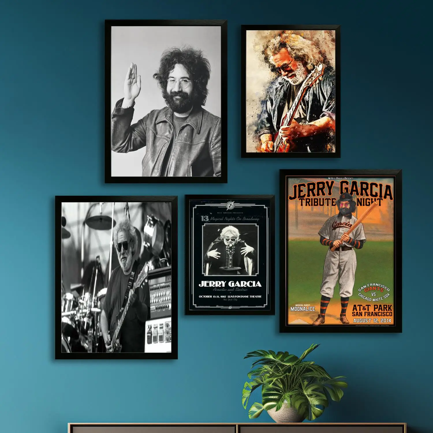 Póster artístico en lienzo de jerry garcia y impresión de imagen artística de pared, carteles modernos para decoración de dormitorio familiar, pintura decorativa