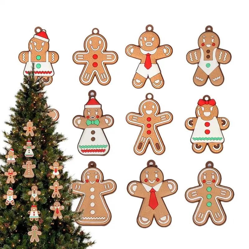 Gingerbread Man Ornaments For Christmas Tree Christmas Pendant Man Figurines 12 Pieces Christmas Pendant Gingerbread Figurines