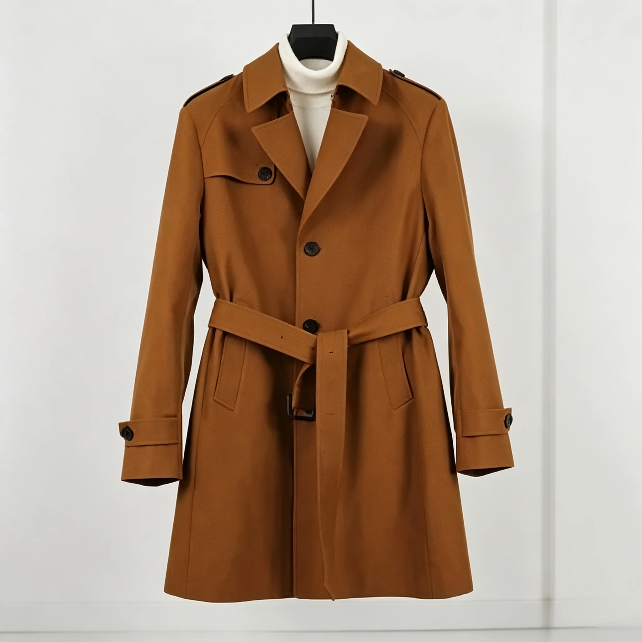 2026 Spring Autumn Long Trench Men England Style Smart Casual Double Breasted Outerwear Coats Mens Turn Down Collar Windbreaker
