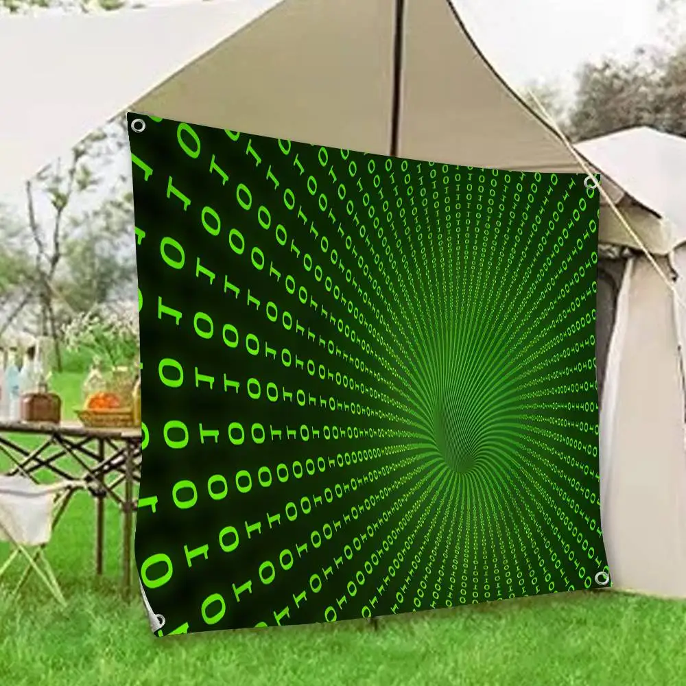 Binary Code The Matrix Program Chart Cartoon Flag Art Science Fiction Room Home Decor Wall Hanging Home Decor Banner
