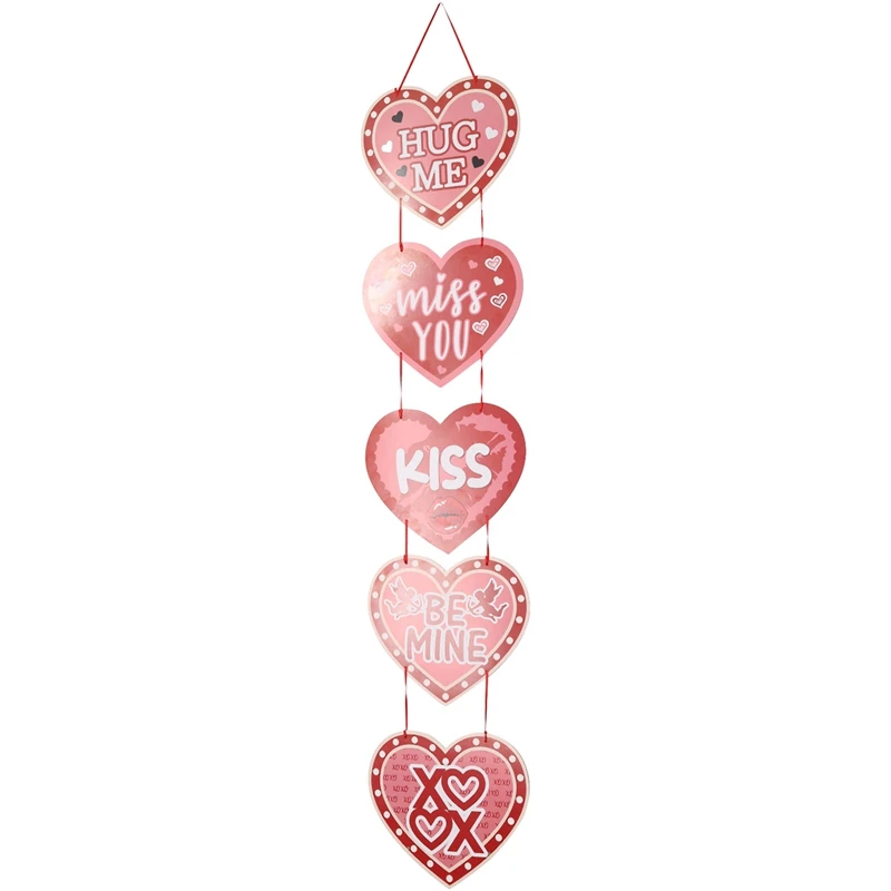 Juego de colgadores de puerta de corazón con temática de San Valentín, decoración de fiesta de Feliz Día de San Valentín, pancarta de papel, 1 Juego