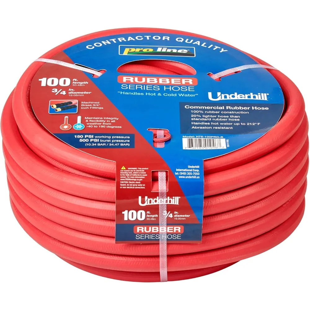프롤린 고무 시리즈 고강도 정원 호스 (온수/냉수 겸용), 경량, 500 PSI BP, 150 PSI WP, H75-100PRO-R