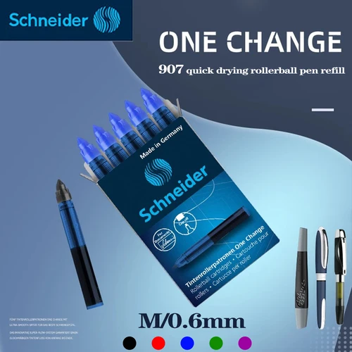 Imagen 1 del producto 25 uds/5 cajas de recambios de bolígrafo de Gel Schneider 907 recambio de bolígrafo Rollerball de 0,6mm para un cambio, etc., papelería de oficina de Anime para volver a la escuela