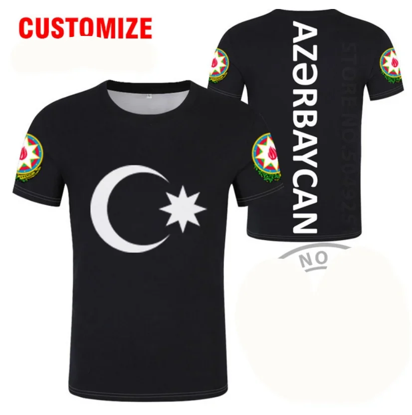 AZERBAIJAN t-shirt Free Custom Made Name Number Black Print Flag Red Clothing Tees Aze Country t-shirt Azerbaijani Nation Az Top