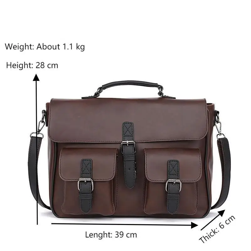 Men\'s Casual Shoulder Crossbody Bags Large Capacity Business Commuting Messenger Bag Men Crazy Horse Leather Handbag Briefcases