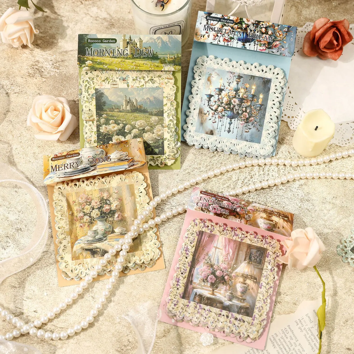 24 sets/partij Memo Pads Materiaal Papier Rococo Tuin Collectie Journal Scrapbooking Kaart Achtergrond Decoratie Papier