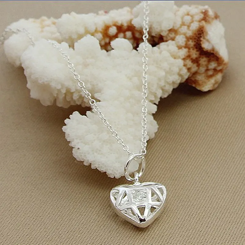 40-75cm 925 Sterling Silver Zircon Heart Pendant Necklace Anniversary Gift Popular Wild Fashion Romantic