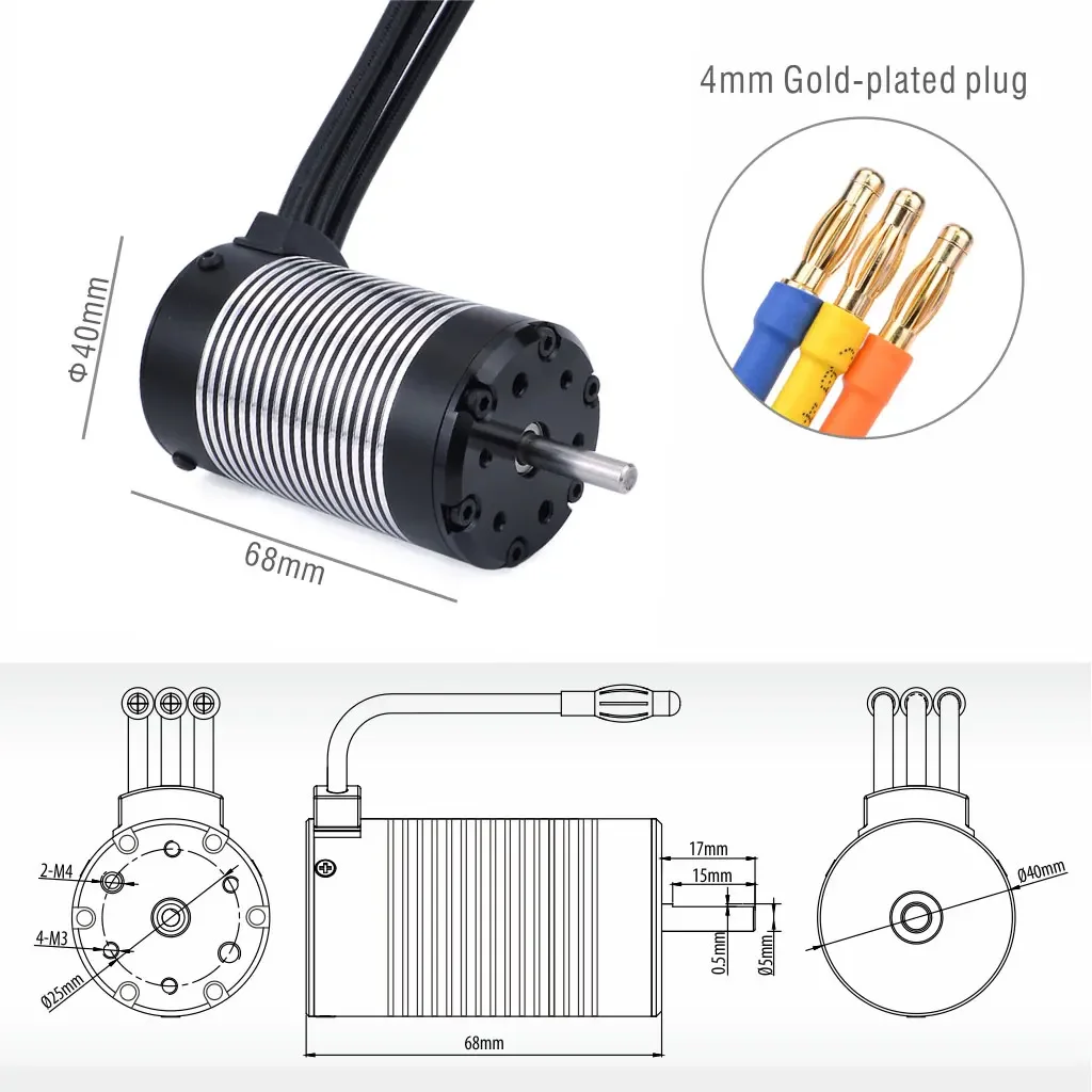 SURPASS HOBBY Rocket 4068 wodoodporny silnik 1700KV 1900KV 2050KV 2650KV bezszczotkowy silnik do Traxxas WLtoys 10428 12428 1/8 RC Car