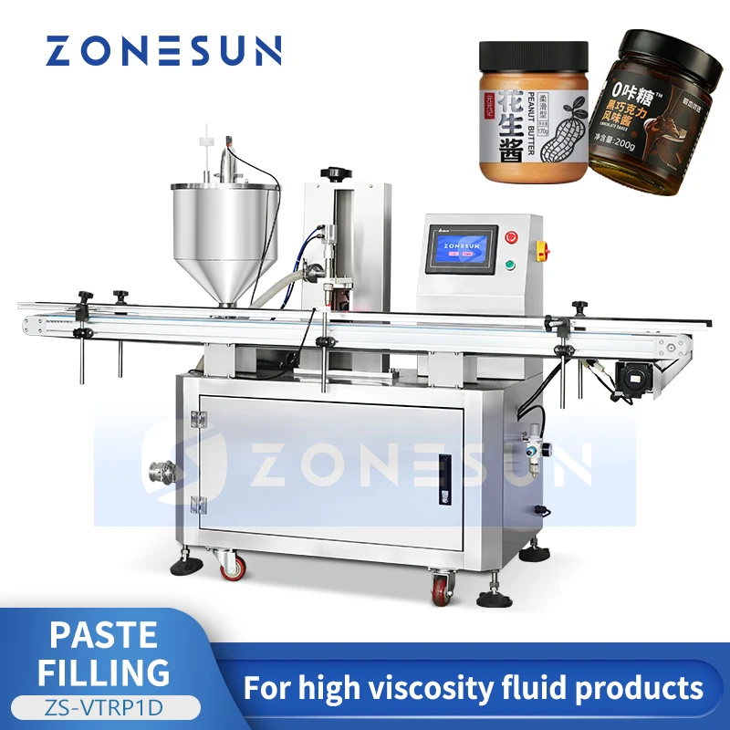 ZONESUN Automatic Thick Liquid Filling Machine Paste Filler Sauce Packaging Equipment Rotary Lobe Pump ZS-VTRP1D