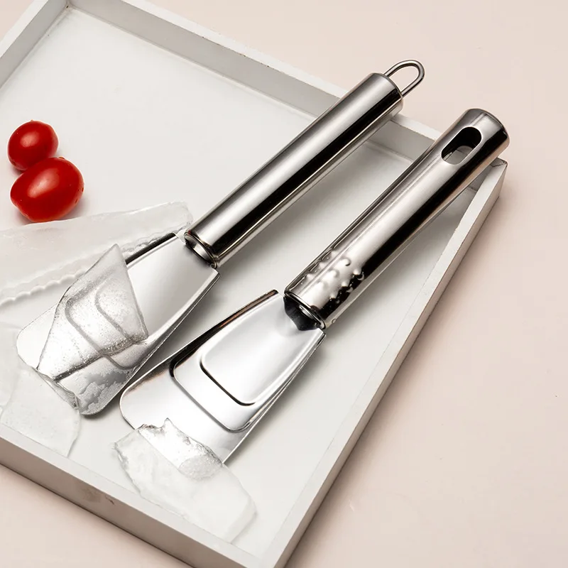 2Pcs Stainless Steel Ice Scoop Multi Purpose Kitchen Tool for Ice Cream Refrigerator Cleaning Deicing