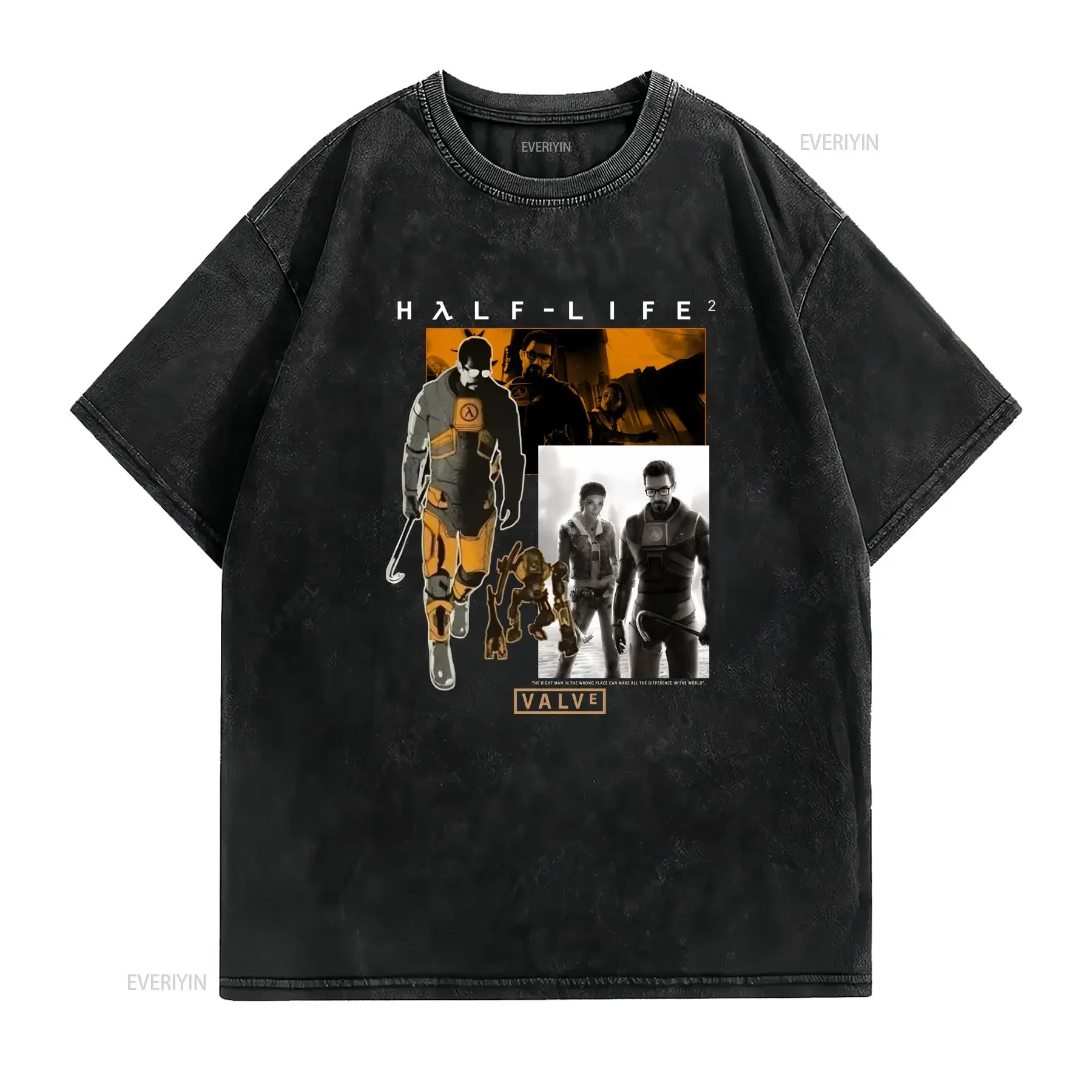 Half Life 2 Valve Source Black T Shirt new cotton unisex vintage Washed Unisex Versatile Stretched fashion