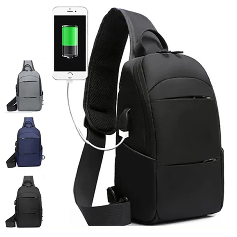 Men's waterproof USB multifunction nylon cross body shoulder bag, Messenger chest short travel travel pack