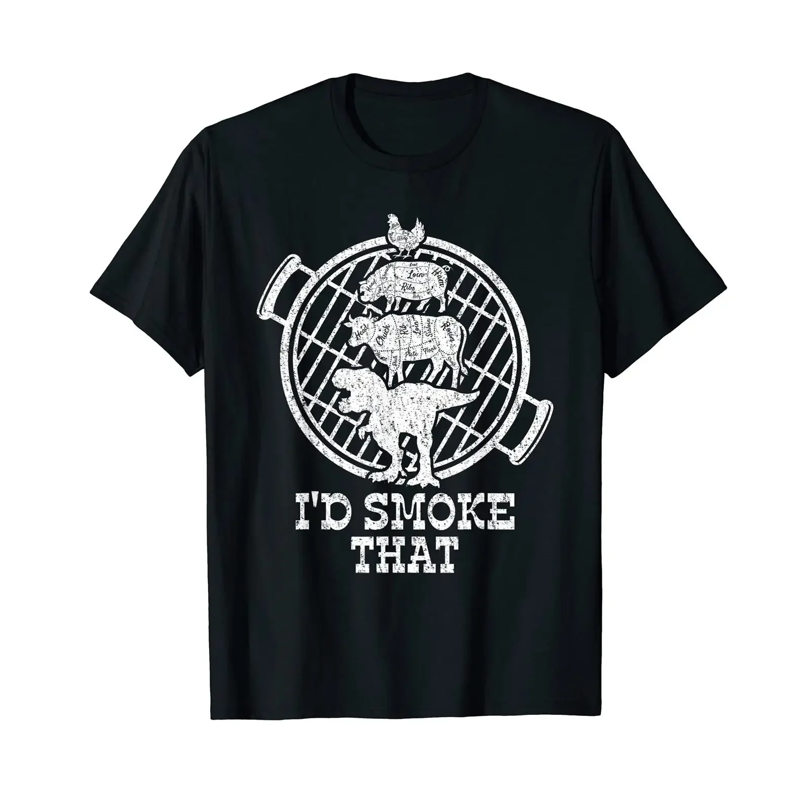I'd Smoke That Funny Barbecue Smoker Grill BBQ T Shirt vintage Washed Soft Comfortable Casual streetwear Slightly Breathable