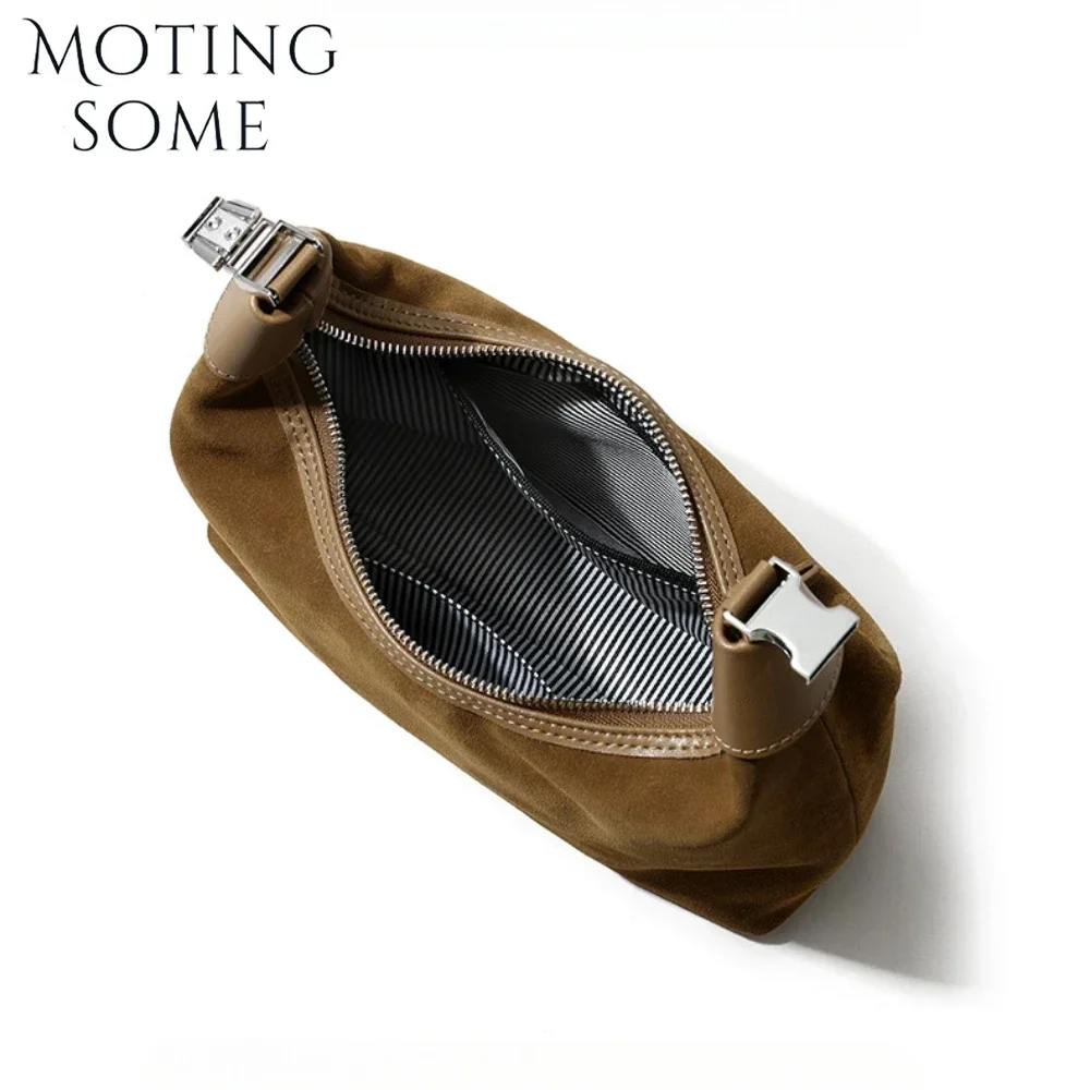 Motingsome-Bolso de ante de alta calidad para mujer, lonchera de cuero de vaca de lujo, elegante, para viaje, 2024