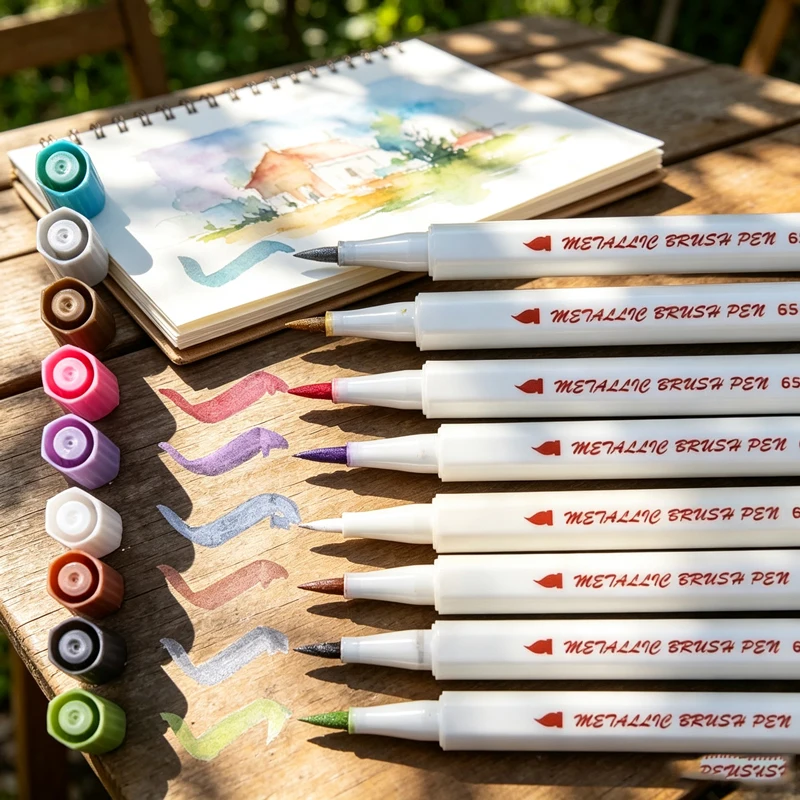 10‑30 Colors Metallic Paint Marker Pens Soft Brush Tip for Rock Painting, Card Making Scrapbooking DIY Craft Art Supplies