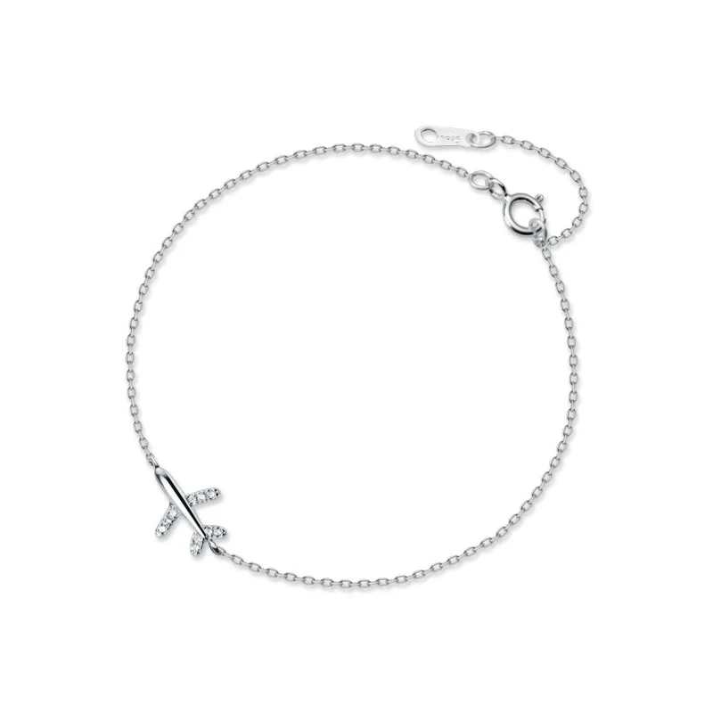 Modian Fashion 925 Sterling Sliver Luminous CZ Cute Mini Airplane Bracelet for Women Link Chain Korea Style Fine Jewelry Bijoux