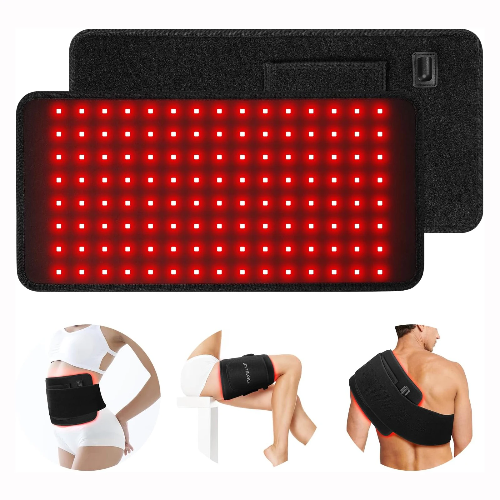 

LOVTRAVEL 120pcs LED 660nm Red light Therapy and 850nm Infrared Heating Pad Portable Light Therapy Device Wearable for Full Body