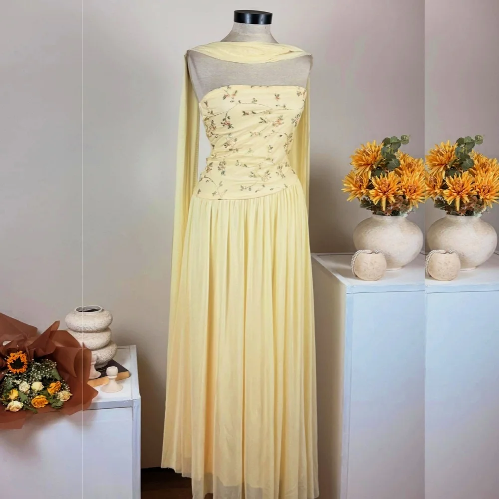 

Индивидуальные шифоновые платья трапециевидной формы без бретелек миди на заказ для выпускного вечера женское элегантное вечернее платье для свадебного гостя