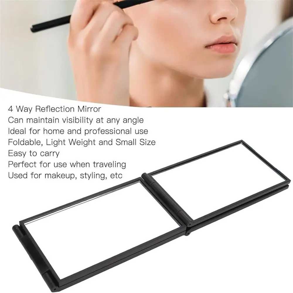 

360-Degree Viewing Angle Multi Angle Folding Mirror Foldable Portable Trifold Mirror Handheld 4-Sided Folding Makeup Mirror