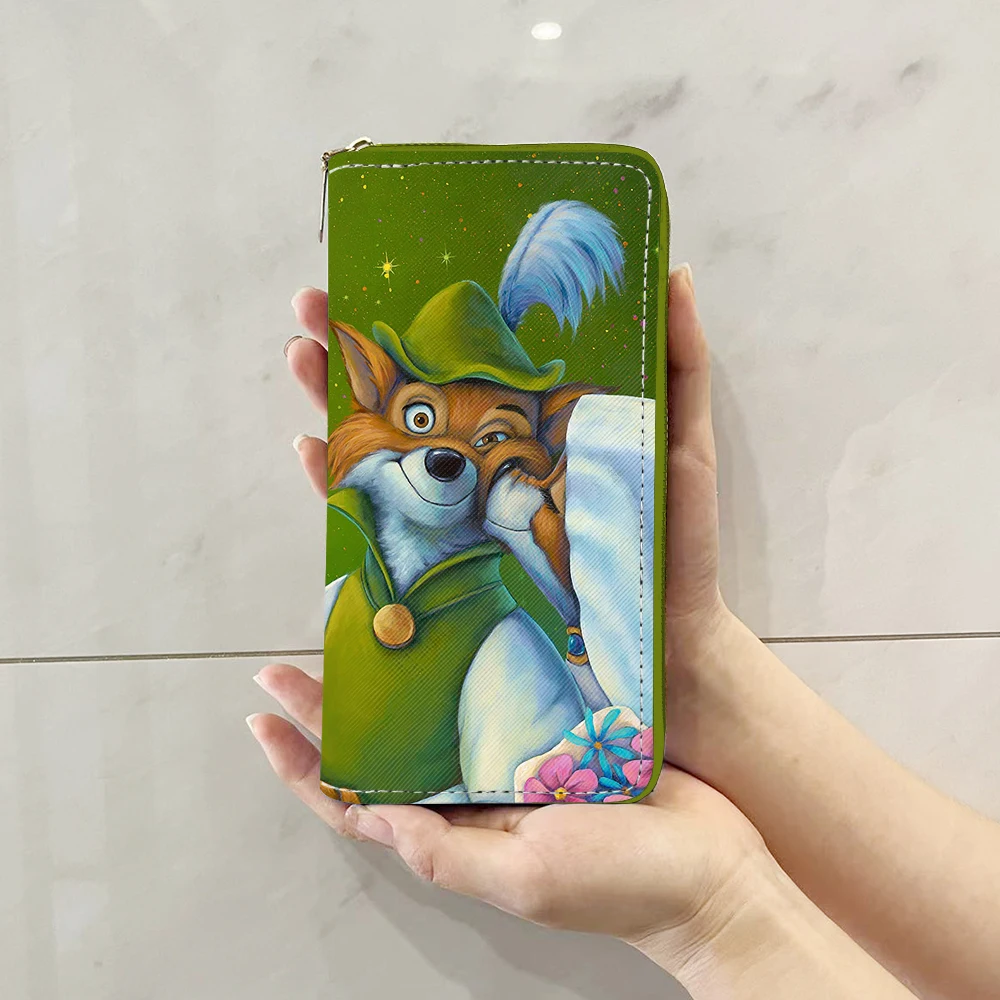 Disney Robin Hood-maletines de Anime W7580, Cartera de dibujos animados con cremallera, monedero, monederos casuales, bolso de almacenamiento para tarjetas, regalo Unisex