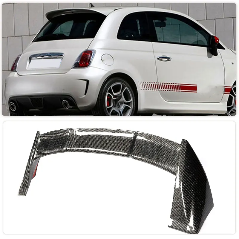 Full Carbon Fiber Rear Roof Spoiler Wings for FIAT 500 Abarth 595 2010-2020 Car Racing Rear Spoiler Roof Window Trim Wing Lip