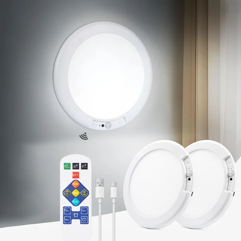 

1/2pcs Charging LED Ceiling Light With Remote Control Motion Sensing DC Ceiling Lamp Magnetic Install For Home Stairwell Bedroom