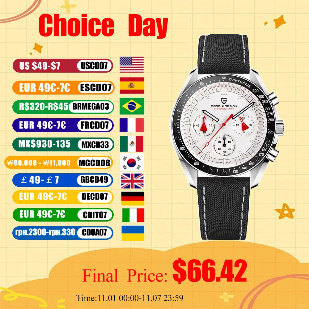 

PAGANI DESIGN 2025 New Luxury Men's Quartz Watch Top Sapphire Mirror Watches For Man Sports Wristwatch Chronograph Auto Date